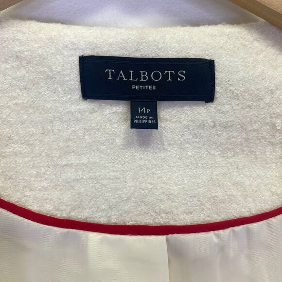 Talbots Boiled Wool Blend Blazer Womens Sz 14 Cream Cardigan Lined Career Jacket - Picture 7 of 10